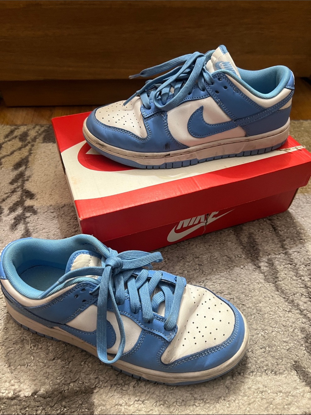 Nike Dunk Low-Top Reto White/University Blue Sneakers in Light Blue and White